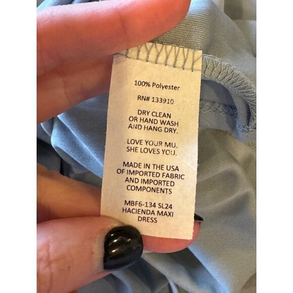 Show Me Your Mumu Blue Gray Off The Shoulder Chiffon Hacienda Maxi Dress S NWT - Picture 12 of 12